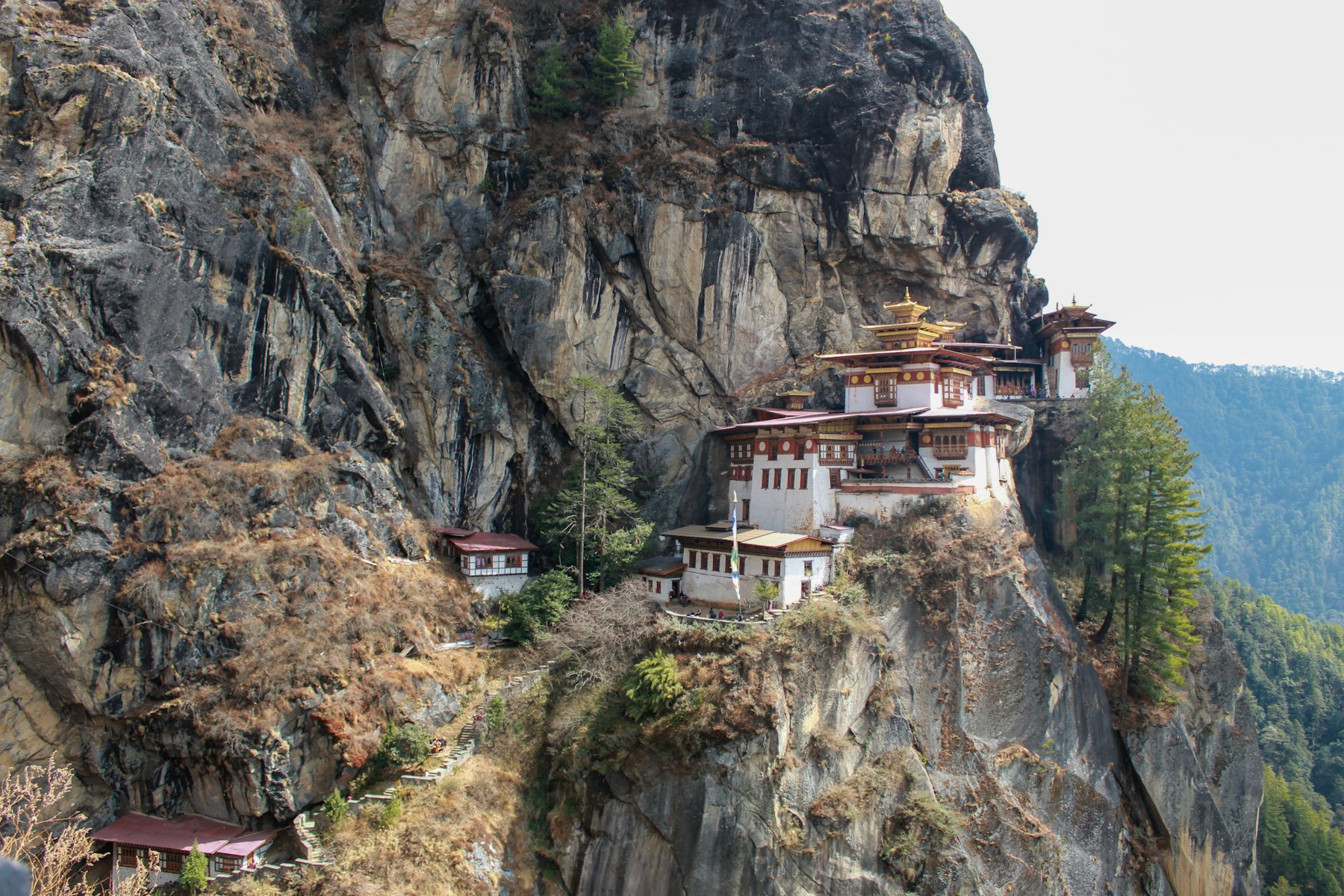 Tiger’s Nest monastery clinging to a cliff in Paro, Bhutan